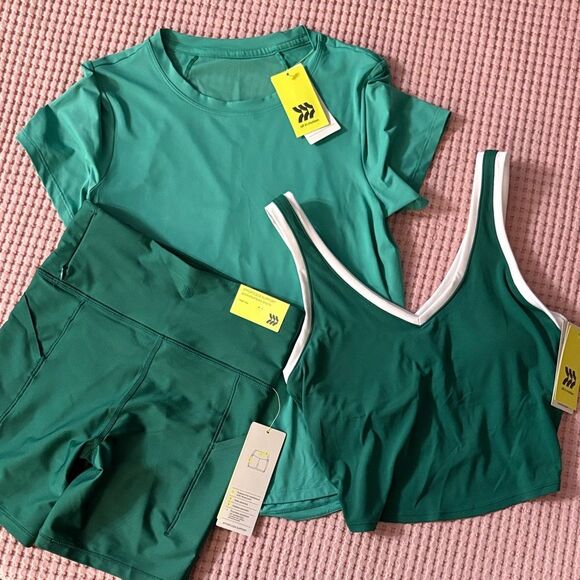 all in motion Other - NWT All in Motion 3 Piece Bundle Bike Shorts, Mesh Back Tee and Tank Too XS